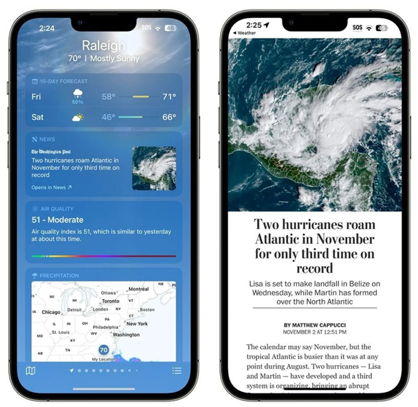 涧西苹果14维修分享iPhone 14手机如何看天气时顺带看新闻 