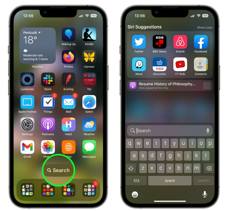 涧西苹果手机维修分享升级到 iOS 16 后，如何删除主屏幕上的搜索按钮 